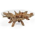 thumbnail image 3 of Chic Teak Rustic Teak Wood Root Live Edge Coffee Table including a 63" Round Glass Top, 3 of 5