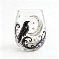 thumbnail image 2 of Halloween Tumbler, Halloween Indoor Decor, Halloween Home Decor, Bar Decorations for Home, Stemless Glass, Hand-Painted Raven Moon Spooky Glass for Holiday Parties, 2 of 7