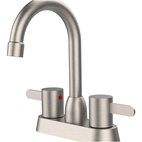 JERFIT Brushed Nickel Centerset Bathroom Sink Faucet, 2 Handle 3-Hole Deck Mount RV Lavatory Faucet, Easy Install Solid Brass Construction