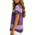 thumbnail image 4 of Lumistal Plus Size Women Summer Tops Thin Breathable Casual T-Shirts Striped Blouse Short Sleeve Top Basic Tee Fashion Leisure Tshirt for Women Going Out Tops XL-5XL Purple XXXL, 4 of 6