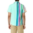 thumbnail image 3 of MODA NOVA Big & Tall Men's Color Block Short Sleeve Button Striped Shirts Mint LT, 3 of 5