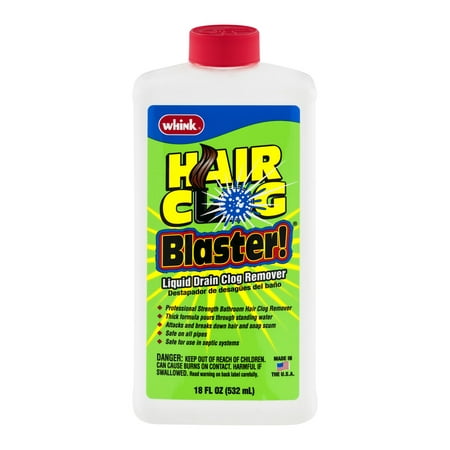 Whink Hair Clog Blaster! Liquid Drain Clog Remover, 18.0 FL (Best Drain Unclogger For Hair)