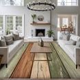 thumbnail image 3 of 6'x9' Area Rugs, Farmhouse Sage Green Brown Indoor Outdoor Area Rug for Living Room Bedroom, Vintage Wooden Striped Washable Bathroom Rugs Kitchen Floor Carpet Mats Home Decor Aesthetic, 3 of 8