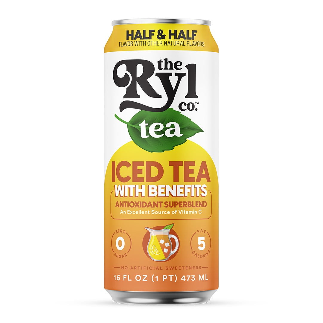 (6 pack) Ryl Iced Tea, Half & Half (Tea/Lemonade), Antioxidant Superblend, Zero Sugar, Low Carb, Zero Calorie Iced Tea, 16.0 fl oz, Can