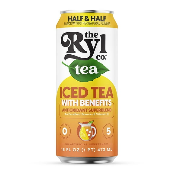 Ryl Iced Tea, Half & Half (Tea/Lemonade), Antioxidant Superblend, Zero Sugar, Low Carb, Zero Calorie Iced Tea, 16.0 fl oz, Can
