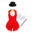 thumbnail image 2 of YEAHDOR Kids Girls Circus Ringmaster Costume Halloween Party Carnival Dance Dress Leotard Dancewear Red-B 12, 2 of 7