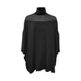 thumbnail image 4 of ClodeEU Women's Sheer Mesh Mock Neck Dolman Sleeve Top, Casual Solid Color Blouse Black,Women's Plus L, 4 of 8