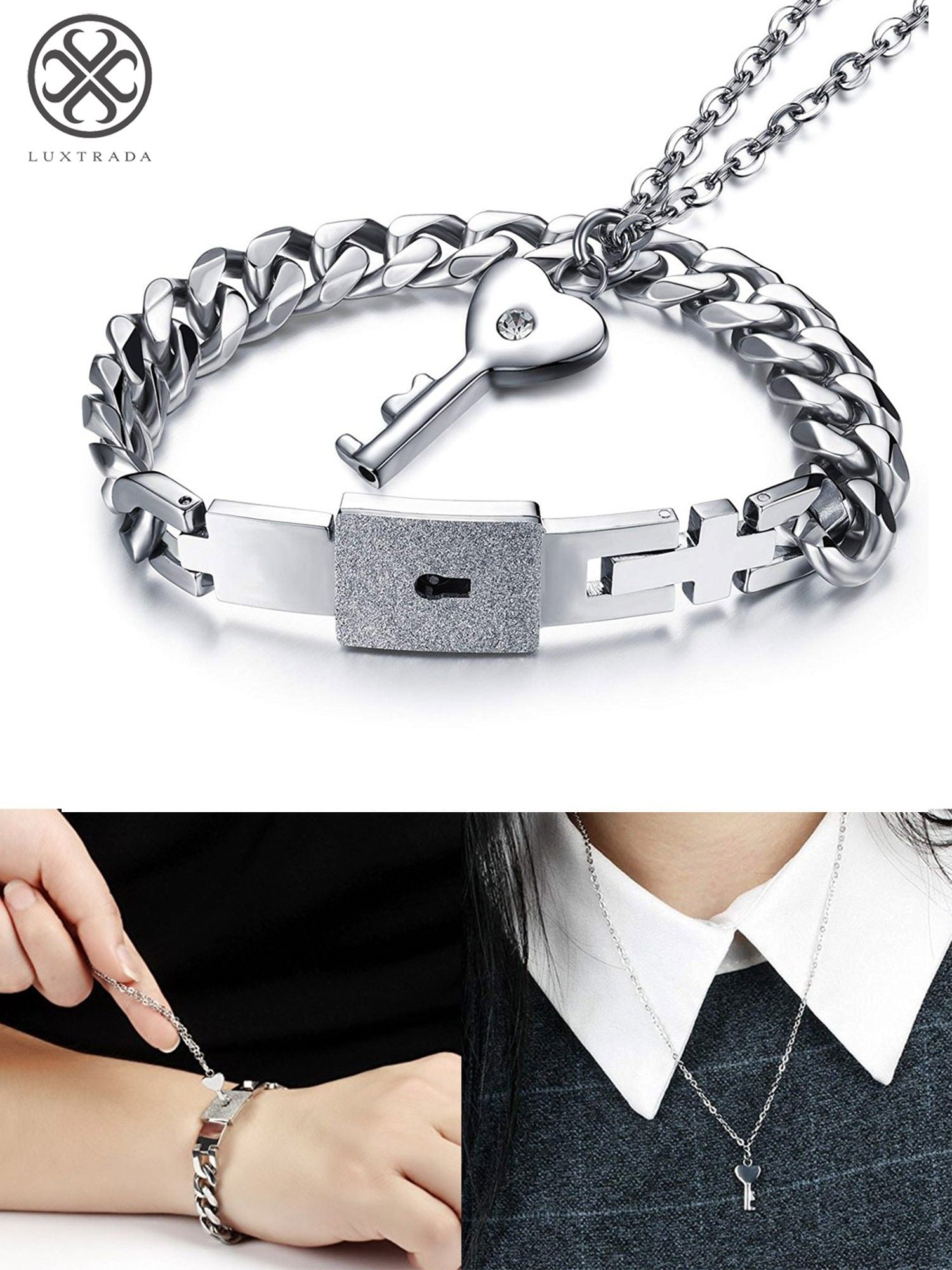 Lock Bracelet Key Necklace Couples | Love Lock Key Bracelet Bangle Couple -  Titanium - Aliexpress