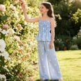 thumbnail image 7 of OGLCCG Tween Girls Summer 2 Piece Set Ruffle Cami Top and Wide Leg Pants with Pockets Bow Printed Lounge Outfit Size 5-15 Years, 7 of 7
