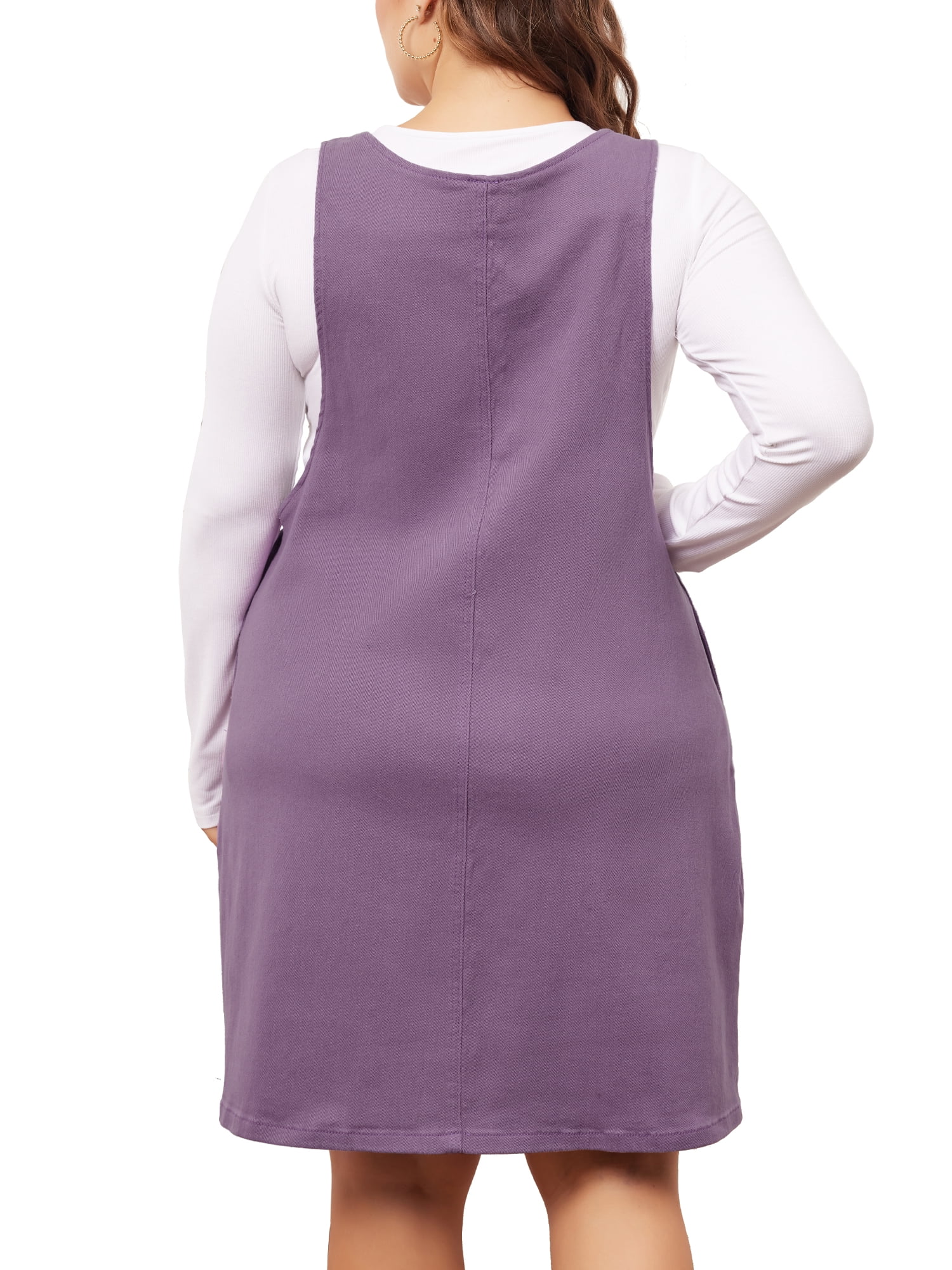 DARING DIVA Women's Plus Size Denim Overall Suspenders Skirt 2X Purple