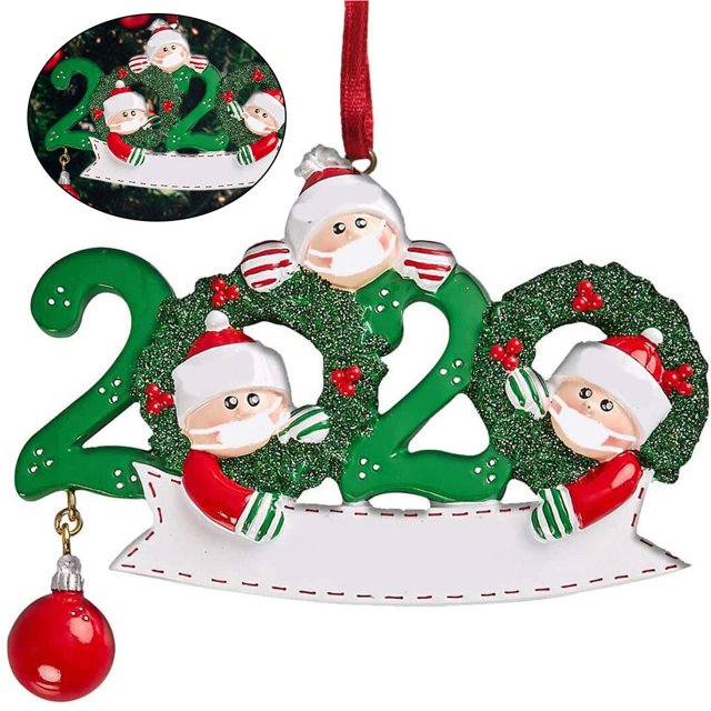 Bewildely Adorno colgante navideño 2020, decoración colgante para árbol de Navidad familiar de Papá Noel Kits de decoración para fiestas 2#