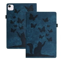 Allytech Flip Wallet Case for iPad Air 13-Inch M2 (2024), Auto Sleep/Wake, Pencil Holder & Card Slots, Lovely Pattern PU Leather Shockproof Slim Fit Kickstand Case - Darkblue
