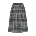 thumbnail image 6 of ClodeEU Womens Fall Winter Warm Plaid Wool Skirt ,High Elastic Waist A Line Pleated Wool Tartan Long Skirts C-Gray,Womens Plus XL, 6 of 6