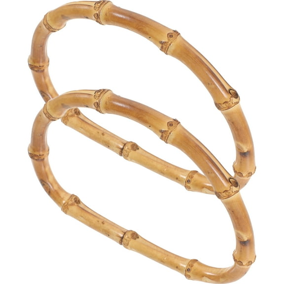 2 Pcs Decorate Wooden Round Bag Handles Clutch Purse Handmade Bamboo Manual