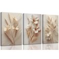 thumbnail image 1 of Lienzo decorativo UZXTFQU con estampado floral beige neutro, 3 unidades, 1 of 6