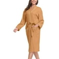 thumbnail image 2 of Plus Size Cotton Robes for Women Fuzzy Women's Nightgowns & Sleepshirts Oversize Length Women's Sleepwear House Womens Robe Yellow, 2 of 8