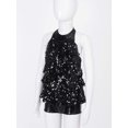 thumbnail image 2 of ranrann Girls Shiny Sequined Modern Jazz Latin Ballet Dance Dress Shorty Unitard Stage Performance Black 4, 2 of 6