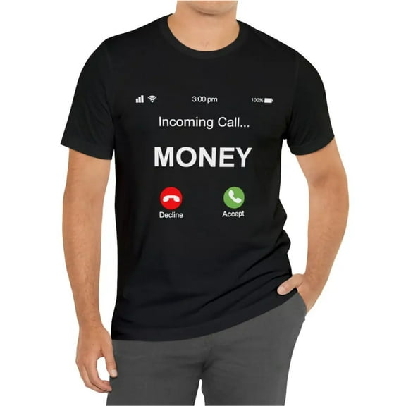 Men's Money Incoming Call Print Graphic Tee - Casual & Comfy Summer T-Shirt for Daily Wear & Vacation Resorts