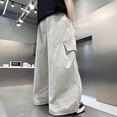 thumbnail image 5 of Cargo Pants for Girls Casual Elastic Waist Back to School Outfit Streetwear Pants Grey Pants for Kids, Size 5-16 Years, 5 of 6