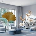 thumbnail image 2 of Decoración de pared de hojas de ginkgo de hierro forjado, estatuas de renos , escultura coleccionable hecha a mano para sala de estar, Es, 2 of 8