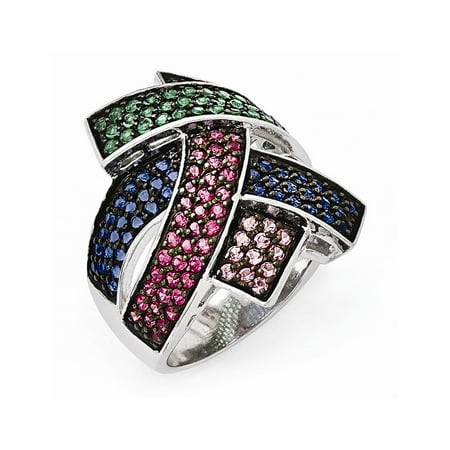 Roy Rose Jewelry Sterling Silver Black Rhodium Blue Green Glass Lt and Dark Synthetic Ruby