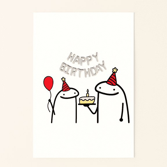 Funny Birthday Card with Cartoon Characters – "Happy Birthday" Design – Perfect for Kids and Adults – Envelope Included, Blank Inside for Personal Messages