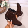 thumbnail image 5 of Women's Studded Ankle Boots, Pointed Toe Block Heel Booties, Western Inspired Pull On Dress Boots for Party Casual Daily Wear, 5 of 9