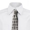 thumbnail image 2 of Modern Necktie, Symmetric Bars Motif Pattern, Dress Tie, 3.7", Eggshell and Charcoal Grey, by Ambesonne, 2 of 3