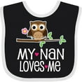 thumbnail image 3 of Inktastic My Nan Loves Me Owl Girls Baby Bib, 3 of 4
