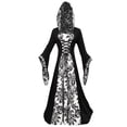 thumbnail image 2 of Ynynloco Colorful House Womens Medieval Renaissance Princess Retro Gown Costume Dress Vintage Vampire Halloween Hooded Gown, 2 of 9