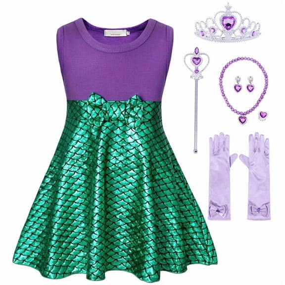 Marendyee Mermaid Princess Dress for Girls Costume toddle Dress up Clothes Cosplay Halloween Birthday Party 5-6 Years