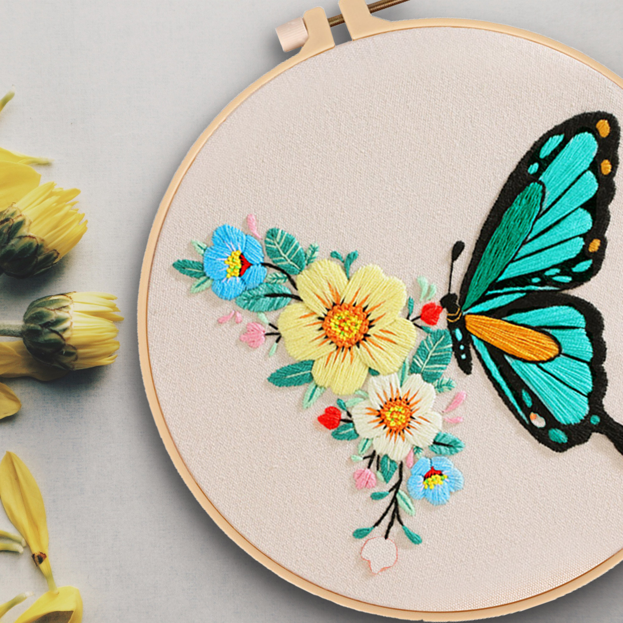 Enkor 4 Sets Embroidery Kit For Beginners Adults Beginner