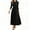 Black, variant on WTOBBY Women's Belted Round Neck Solid Color Spliced 3/4 Sleeve Dress, Elegant Casual Tunic Style Midi Dress with Comfort Fit for Summer Days,Black L