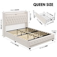 thumbnail image 3 of Homfa Queen Size LED Bed Frame with Outlets and USB Ports & Display Platform, 2 Storage Drawers Modern Crystal Button Tufted Upholstered Platform Bed Frame, Beige, 3 of 9