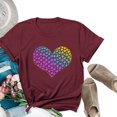 thumbnail image 2 of Heliisoer Hauts pour Femmes, Liquidation d'Été Blouse Femme Nouveau T-shirt à Manches Courtes Col Rond Imprimé Amour, 2 of 4