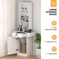 thumbnail image 3 of 70 Inch White Barber Station - Salon Workstation for Hair Stylists, Home Beauty Salon Equipment with Storage Cabinet | Barber Supplies Organizer Furniture, 3 of 7