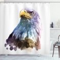 thumbnail image 1 of Bird Shower Curtain, Watercolor Bald Eagle Patriotic American Hand Drawn Animal with Brush Marks Effect, Fabric Bathroom Set with Hooks, 69W X 84L Inches Extra Long, Multicolor, by Ambesonne, 1 of 3