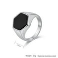 thumbnail image 2 of PAURO Men's Stainless Steel Minimalist Hexagonal Black Stone Statement Ring Silver Size 10, 2 of 5