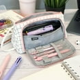 thumbnail image 4 of Wrapables Large Capacity Pencil Case, Portable Pencil Pouch for Stationery Office Supplies, Pink & White, 4 of 6