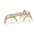 thumbnail image 2 of Avenlur Indoor Gym Playset 4-in-1 Foldable Triangle Ladder, Rock Climbing Ramp, Montessori Set Arch Climber, Rocker, Waldorf Toy Structure, Playground for Toddlers 18m-6yrs (Colored Bars), 2 of 4