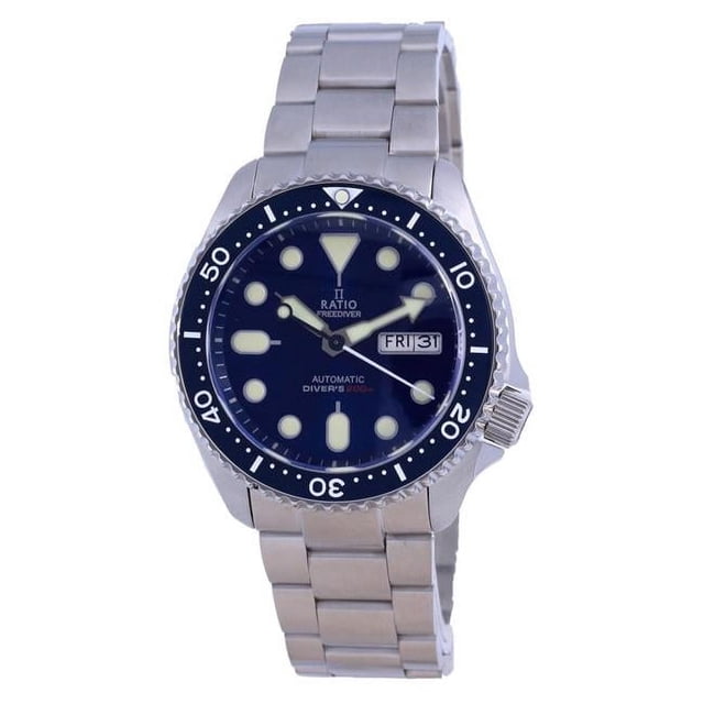 Ratio RTA102 FreeDiver Blue Dial Sapphire Crystal Stainless Steel Automatic 200M Men Watch, Blue