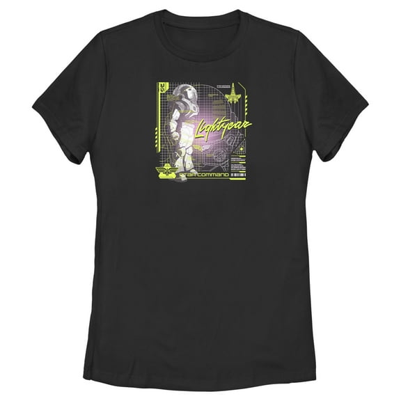 Women's Lightyear Star Command Blueprint  Graphic Tee Black X Large