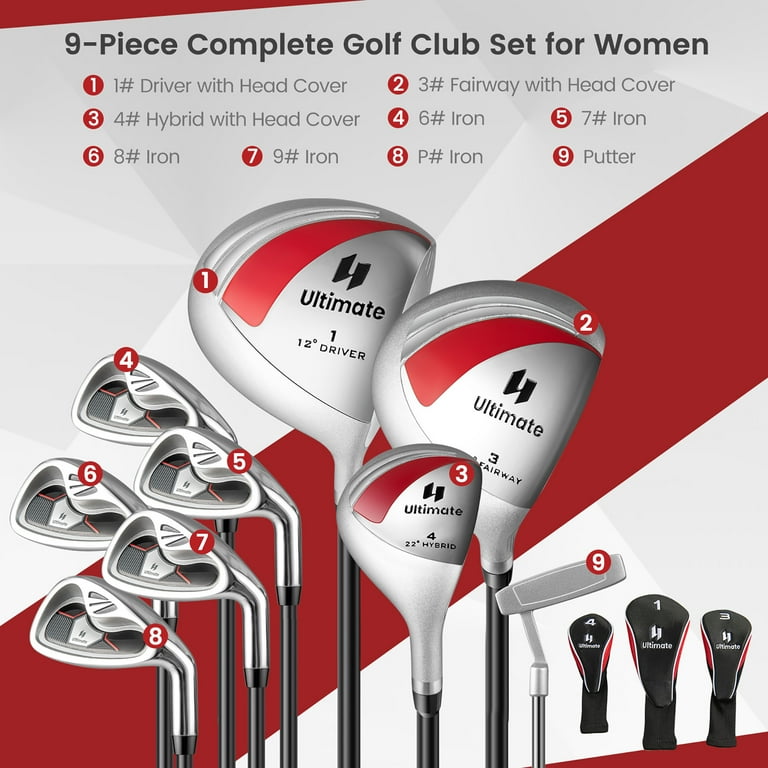 Gymax Women's Ultra Beginner 9-Pieces Complete Golf Club Set Gymax Women's Ultra Beginner 9-Pieces Complete Golf Club Set