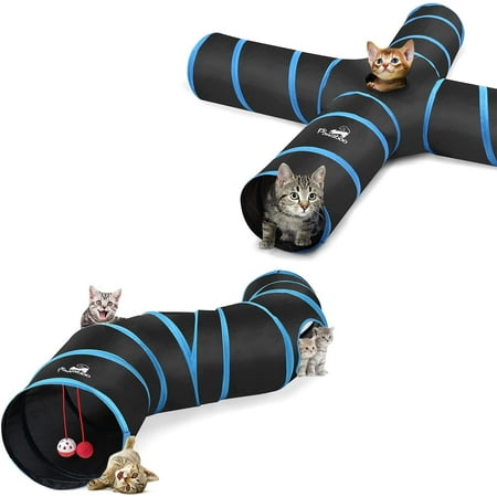 HANDYAY Cat Tunnel With Bed, Collapsible Pop Up Play Tunnel
