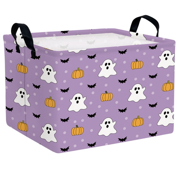 ASKETAM Cute Halloween Basket for Kids Trick or Treat Party Decor Storage Bin (Ghost Pumpkin Bat Purple)