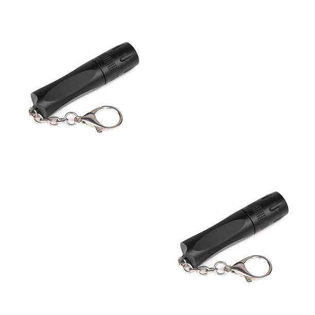 Eigraketly Lámpara Llavero Antorcha Foco fijo Potencia colgante Bolsillo Mini linterna Portátil Brillante Fuerte Iluminación para acampar Negro 2piezas
