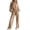 A03-Khaki, variant on Gaexia Sweatsuits Women 2 Piece Outfit Solid Drawstring Wide Leg Sweatpants Crew Neck Long Sleeve Cropped Tracksuit