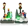 thumbnail image 1 of Queilt 2 Pcs Christmas Village Sets, Snowman Tree Santa Christmas Village Scene with Figurines LED Light Christmas Village Accessories Tabletop Decorative Christmas Ornaments for Table Decor (Rustic S, 1 of 5