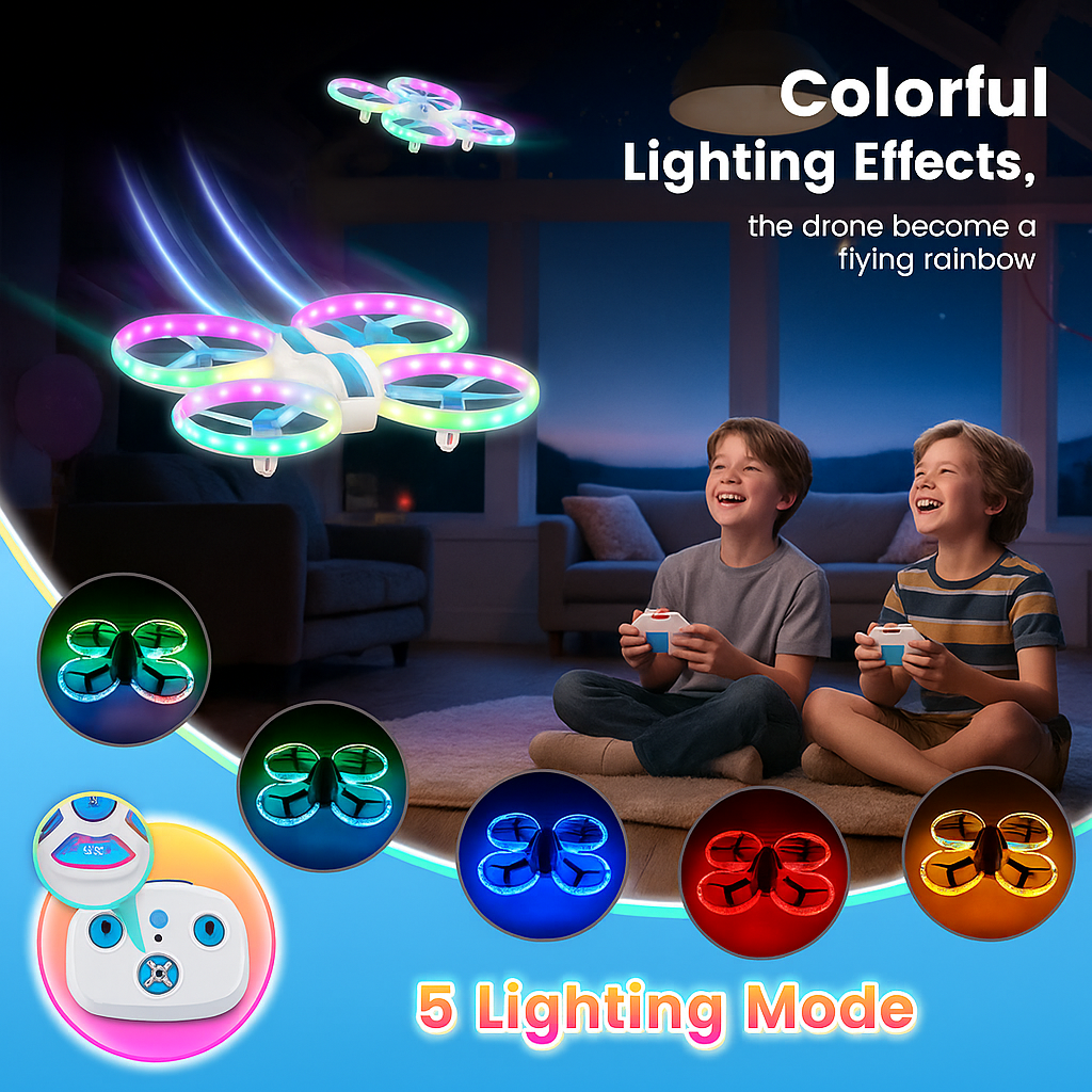 EACOPOL Kids Drone, Mini Drone, Beginner Drones with LED Lights for Kids, LED Remote Control Drone, Indoor Outdoor Mini Quadcopter Toy, Christmas Birthday Gift for Boys Girls (Blue)
