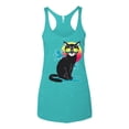 thumbnail image 2 of Cool California Beach Kitten Silhouette Sun Cat | Womens Cat Lover Premium Tri-Blend Racerback Tank Top, Tahiti Blue, Large, 2 of 4